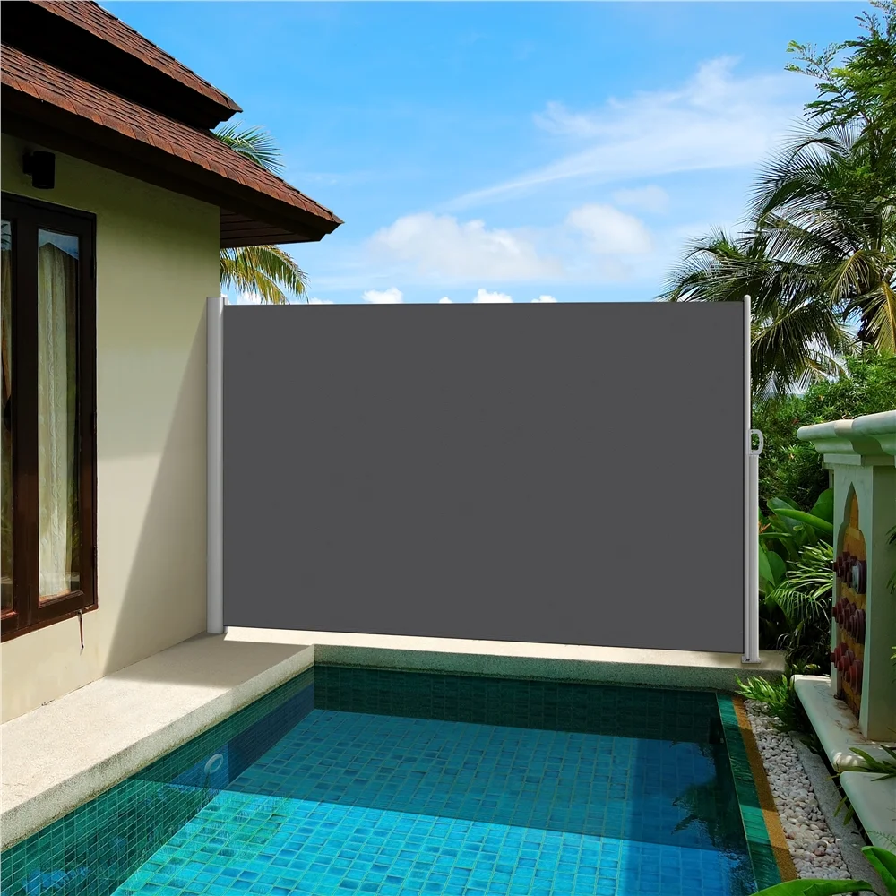 Yaheetech 118 x 71'' Retractable Patio Side Awning, Sun Shade and Wind Screen, Dark Gray