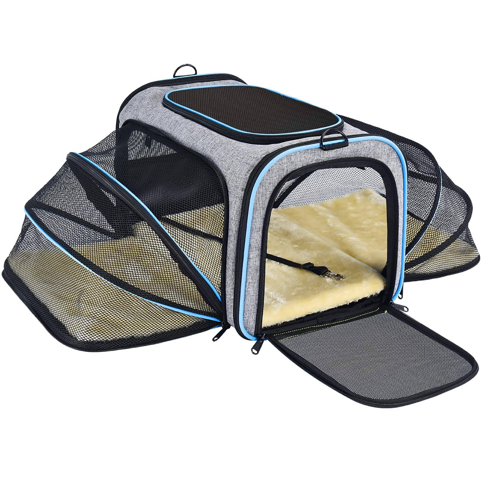 Omorc Pet Carrier Airline Approved, Expandable Foldable Soft-Sided Dog Carrier, 3 Open Doors, 2 Reflective Tapes, Pet Travel