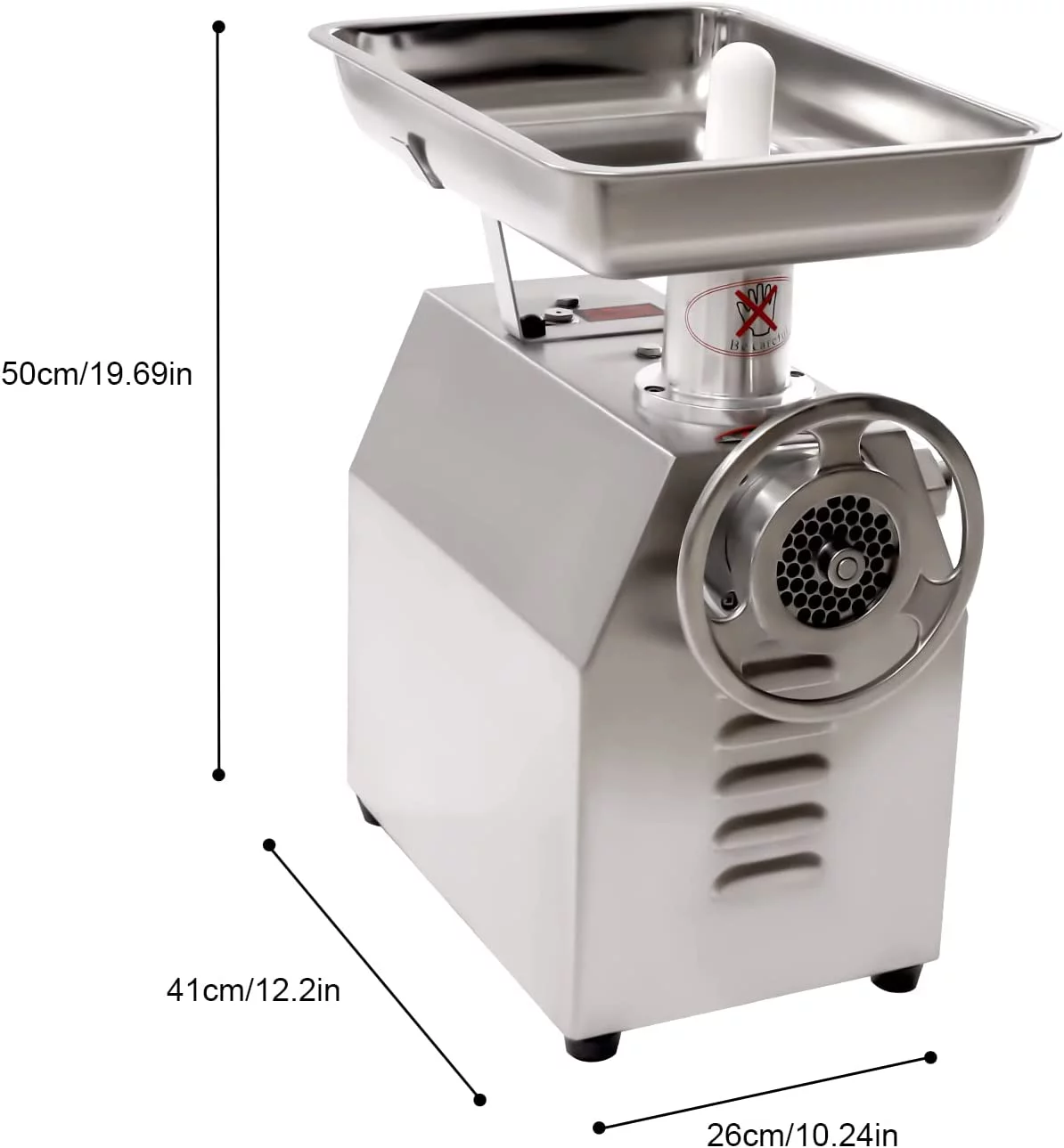 Miumaeov 110V Commercial Electric Meat Grinder Stainless Steel 1100W Counter Top 550lbs/h