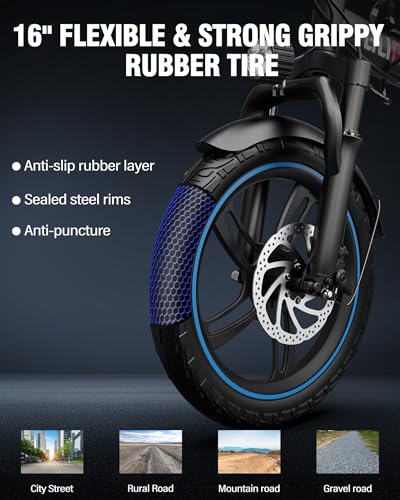 2 Seater Electric Bike for Adults,Mini Bike 500/750 Motor,28MPH,48V/15AH Removable Battery,25-30Miles 16" Fat Tire Commuter Ebike