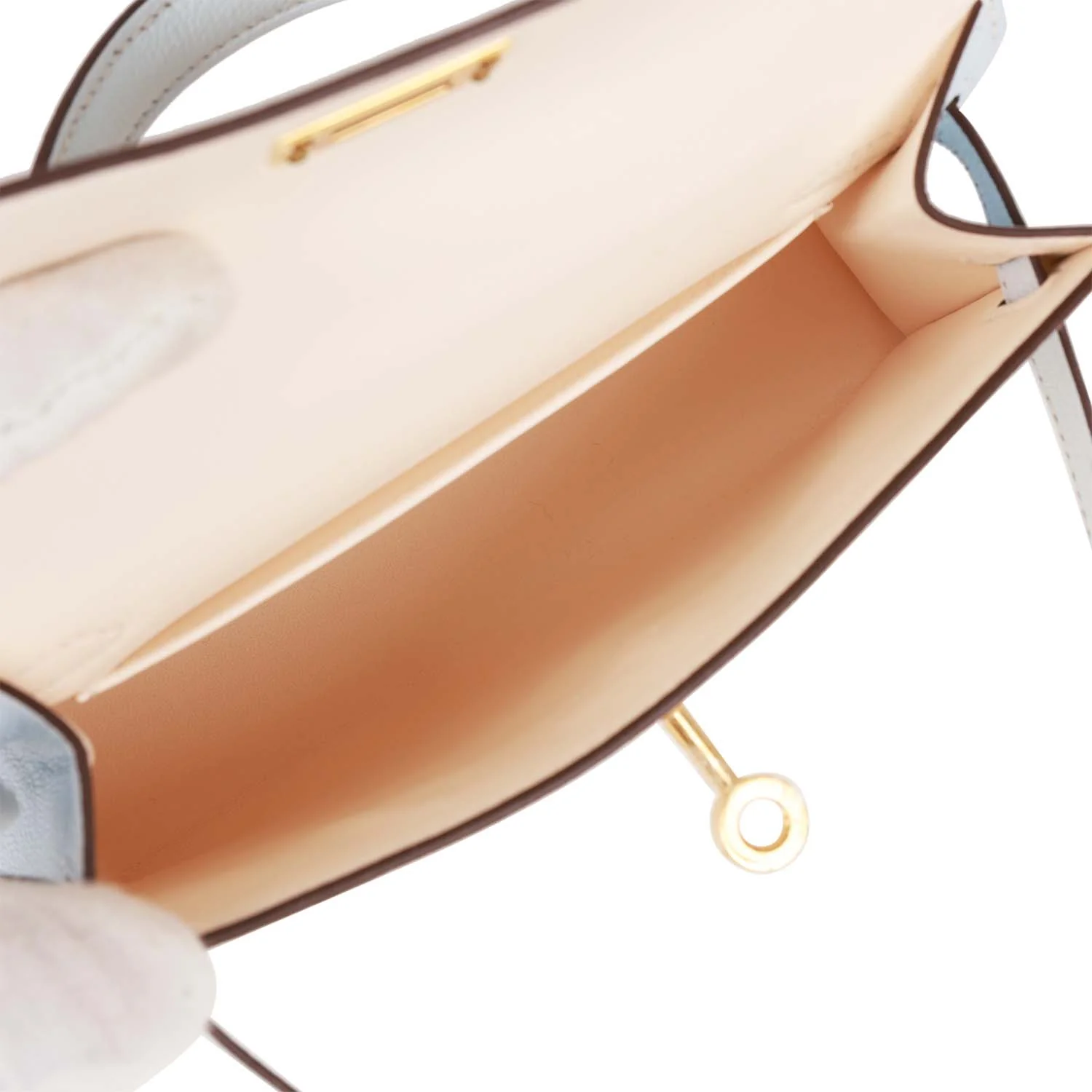 Herm&egrave;s Special Order (HSS) Kelly 20 Nata and Bleu Brume Chevre Gold Hardware