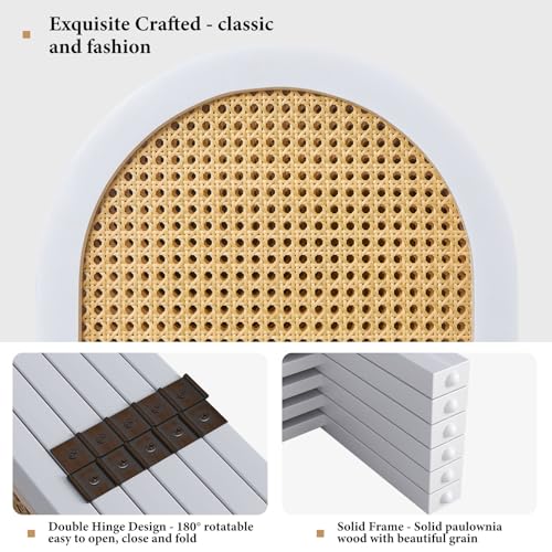 Room Divider and Folding Privacy Screens, Pine Wood 5.6 Ft Double Hinged Rattan Partition Freestanding Wall Room Divider for Home - 3 Panels