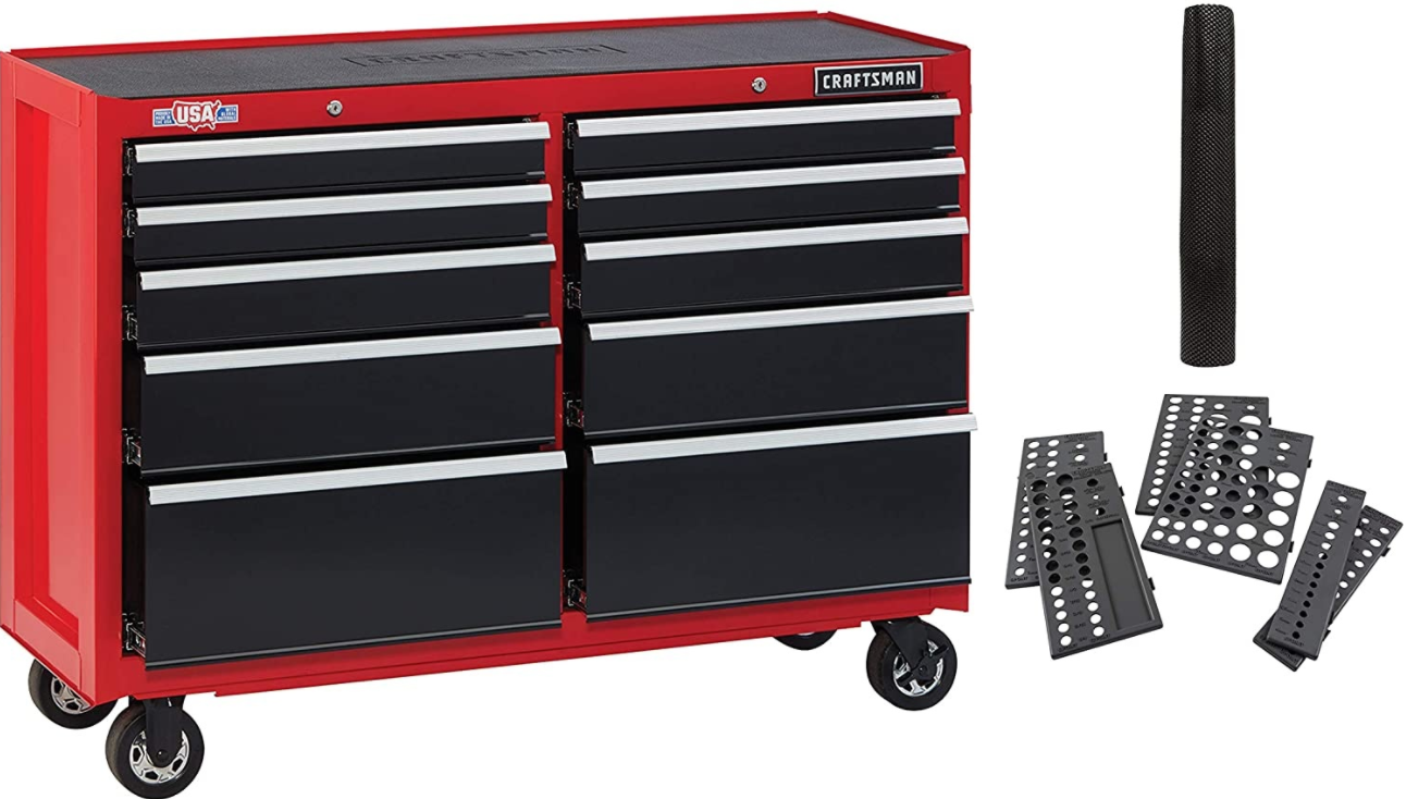 CRAFTSMAN Tool Cabinet with Drawer Liner Roll & Socket Organizer, 52-Inch