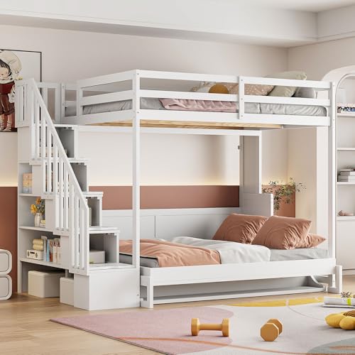 Queen Size Farmhouse Murphy Bed Cabinet with Charging Station, Foldable Platform Bed Frame with 2 Storage Drawers
