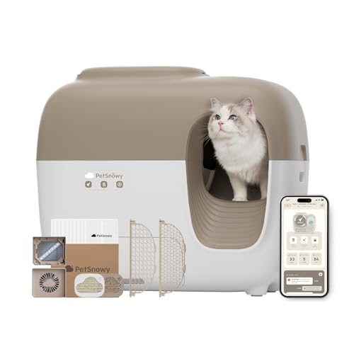 Self-Cleaning Automatic Cat Litter Box with Odor Control TiO2 System, Robot Litter Box with Auto-Packing, App Control