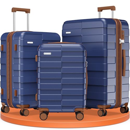 Luggage Sets 3 Piece (3-YEARS VIP SERVICE) Hardside Expandable Ultra Durable 100% PC Lightweight Carry On Travel Suitcase Set with TSA Lock Spinner