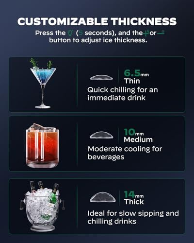 Silonn Crescent Ice Maker Countertop, Slow Melting & Crystal-Clear Ice, Self-Cleaning Ice Machine with Adjustable Ice Thickness & Timer Function