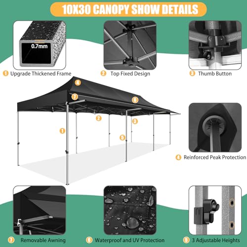 COBIZI 10x10 Pop Up Canopy Tent with Awning