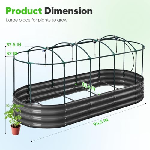 Quictent Galvanized Raised Garden Bed Kit with Self Watering System and Mesh Cover