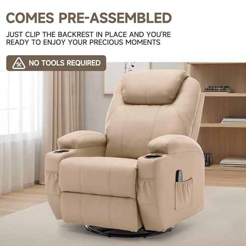 Recliner Chair, Rocking Chair with Massage and Heat, 360° Swivel Recliner Chairs for Adults