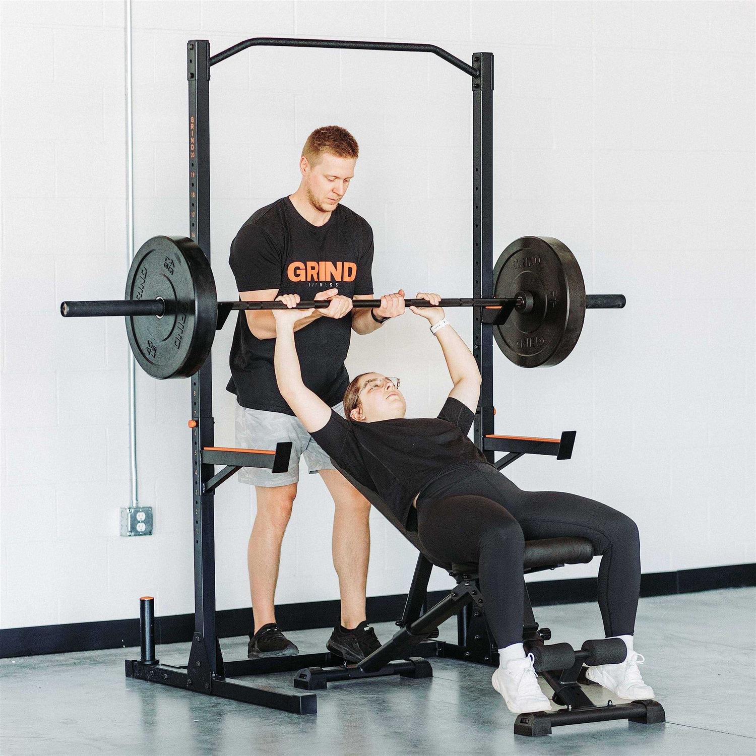 GRIND Fitness Adjustable Weight Bench Foldable Workout Bench Full Body Strength Training Incline Decline Utility Bench Home Gym Multi-position