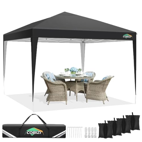 COBIZI 10x10 Pop up Canopy Tent Protable Canopy Tent with 4 Sidewalls Waterproof Commercial Instant Shelter for Parties, Wedding