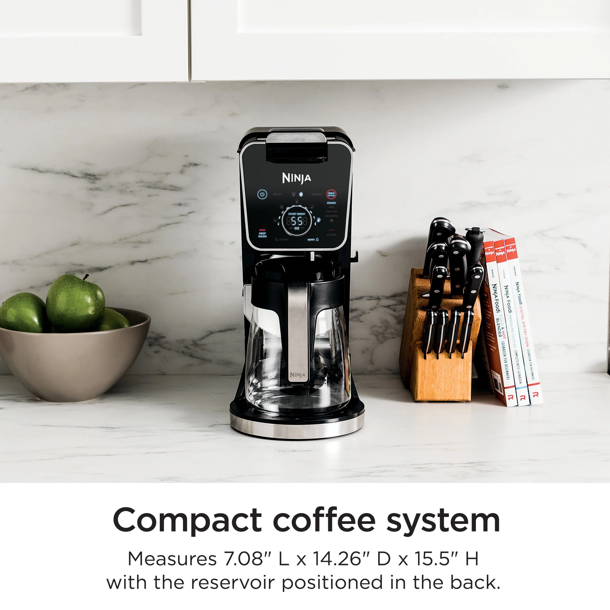 Ninja DualBrew Specialty Drop Coffee Maker, Single-Serve, K-Cup Pod Compatible, 12-Cup, Glass Carafe
