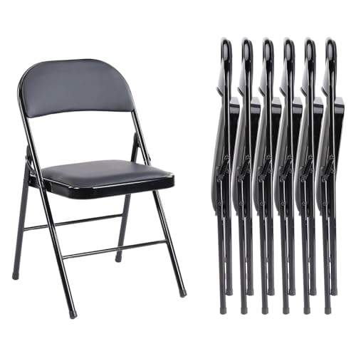 Sweetcrispy Folding Chair 12 Pack, Leather Padded Folding Chairs, Sturdy Metal Foldable Chairs, Easy to Use and Store, Outdoor and Indoor, for Home