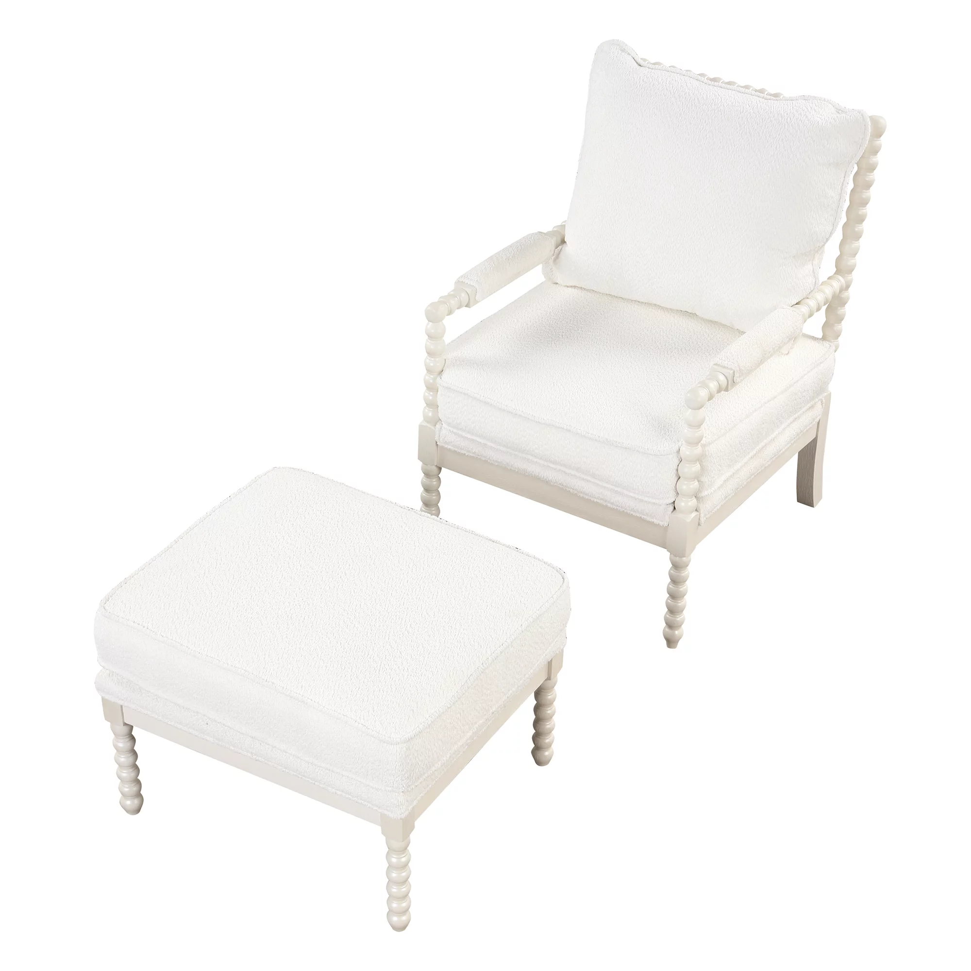 The Spindal Chair Velvet Accent Chair with Ottoman, Modern Lounge Accent Chair with Armrests pad, Reading Chair with Footrest for Small Space