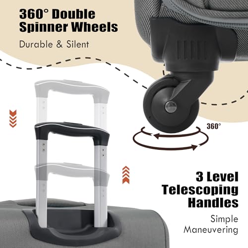 Merax Suitcase Set Softside 3-Piece Expandable Luggage with TSA Lock Spinner Wheels Lightweight Upright Luggage with Travel Bag(22/26/30 IN