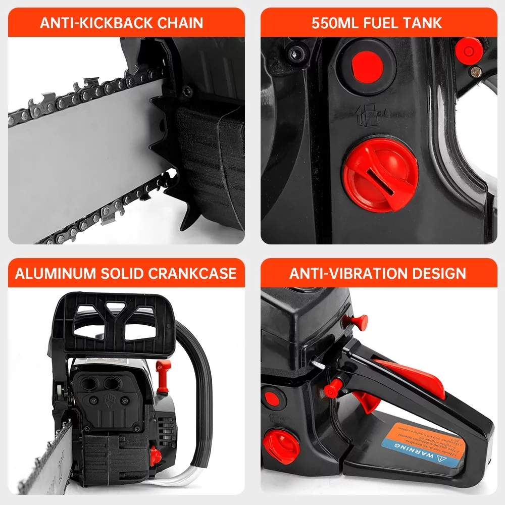 TOPTENG Gasoline Chainsaw with 22 in. Bar 52CC Engine 2-Cycle Gas Powered Chainsaw for Farm/Garden/Ranch/Firewood