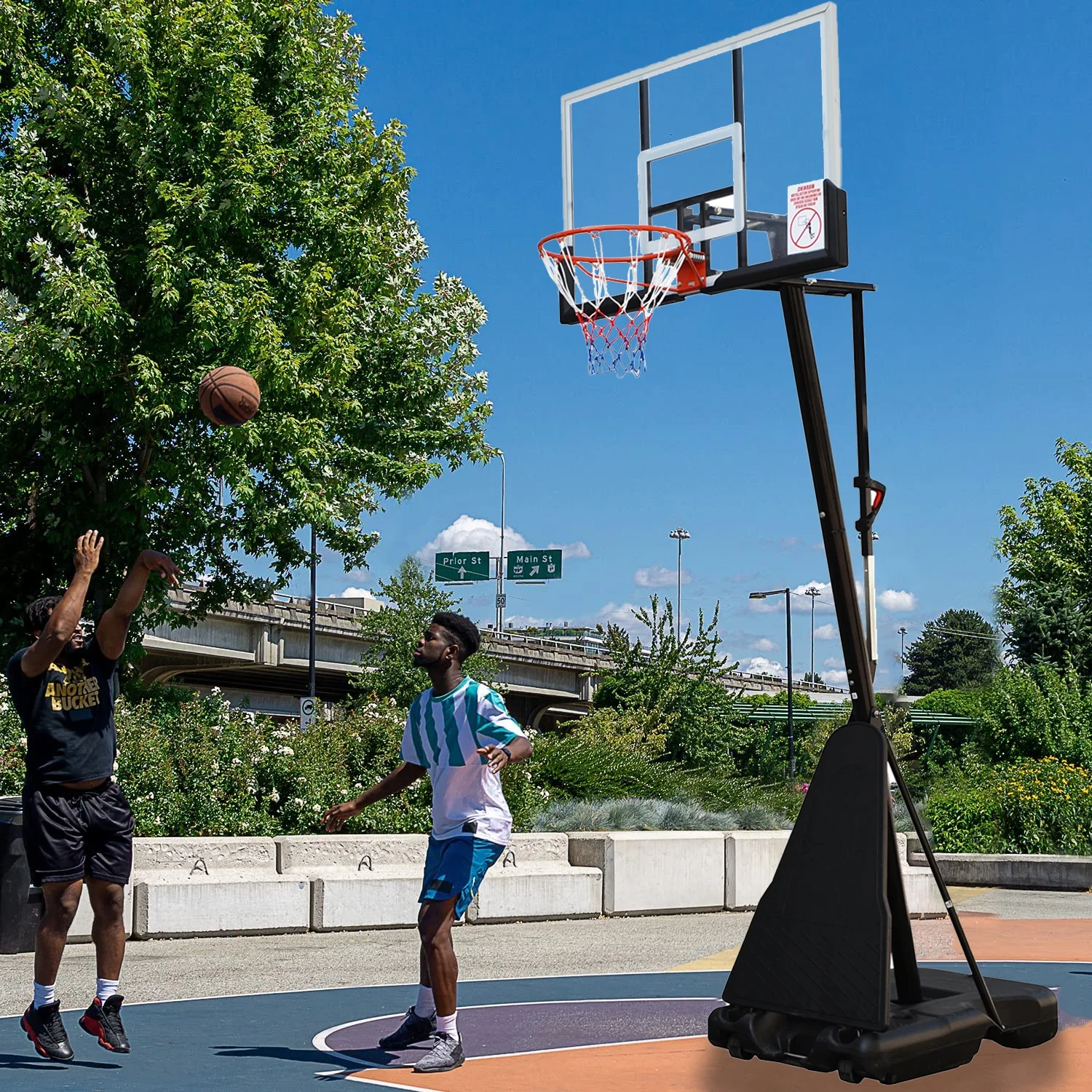 Vebreda 54 in. Portable Basketball Hoop System, 7.5 - 10 ft. Height Adjustable - Radiant Selections