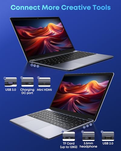 CHUWI HeroBook Pro 14.1'' Laptop, 256GB SSD 8GB RAM, Windows 11 Laptop, 1TB SSD Expand, Intel Celeron N4020(up to 2.8GHz), 2K FHD IPS Display