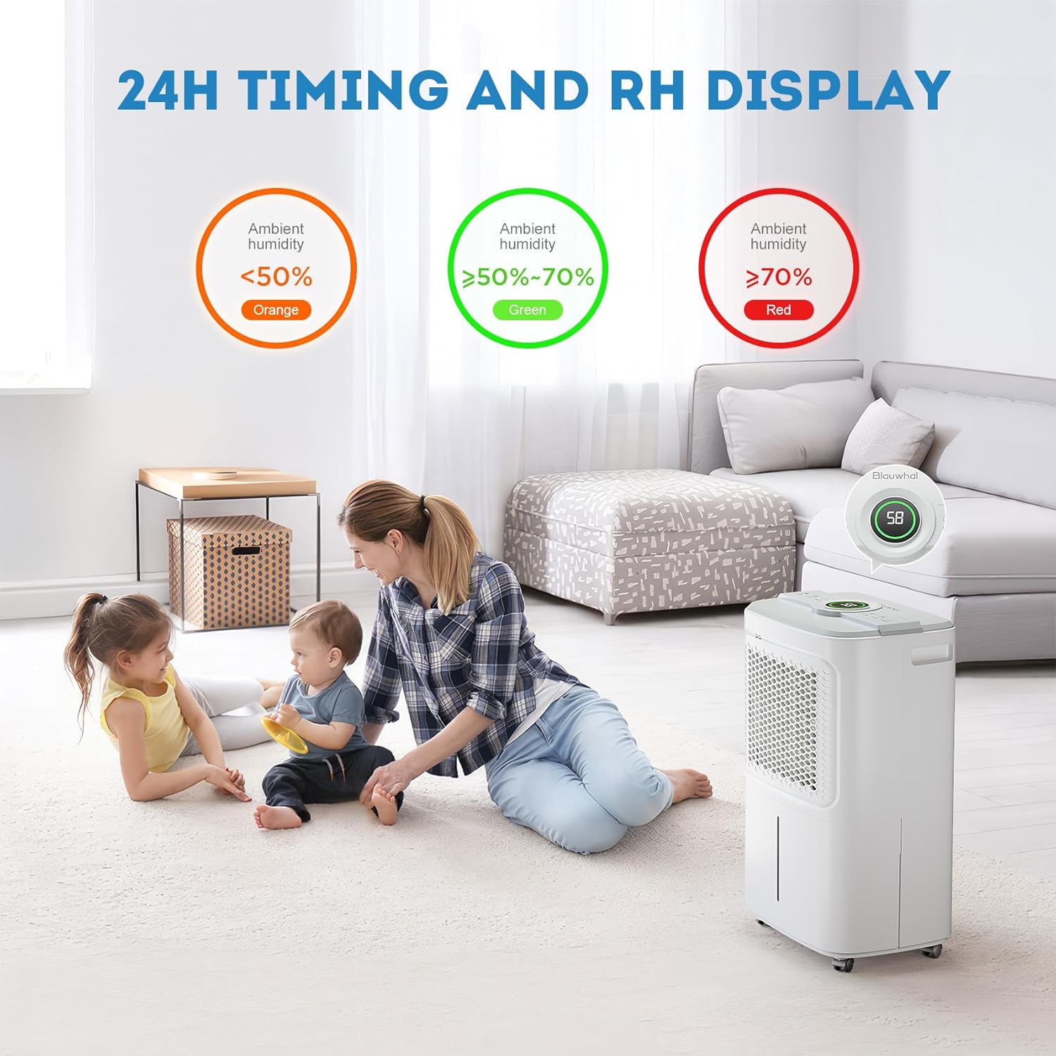 Dehumidifier for Basement 2500 Sq.Ft, 31 Pints Dehumidifiers for Home Large Room with Drain Hose for Bathroom, 2L Water Tank, Dry Clothes Mode