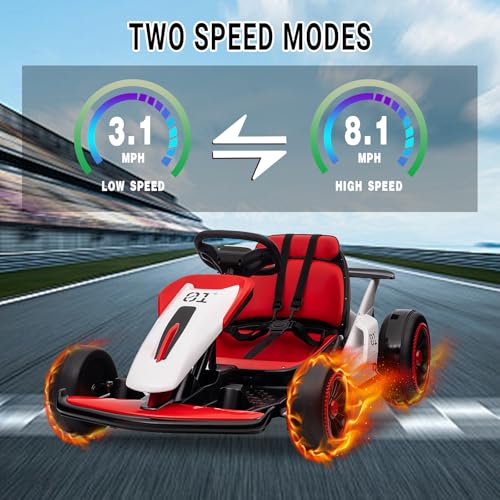 24V Go Kart for Kids, Electric Drift Kart with 2X200W Motor, 7AH Battery, Drift Function, Electric Pedals, and Safety Belt