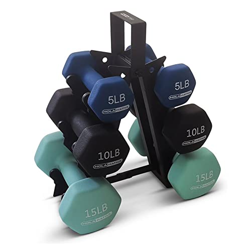 HolaHatha Neoprene Dumbbell Free Hand Weight Set with Rack, Ideal for Home Exercises to Gain Tone and Definition