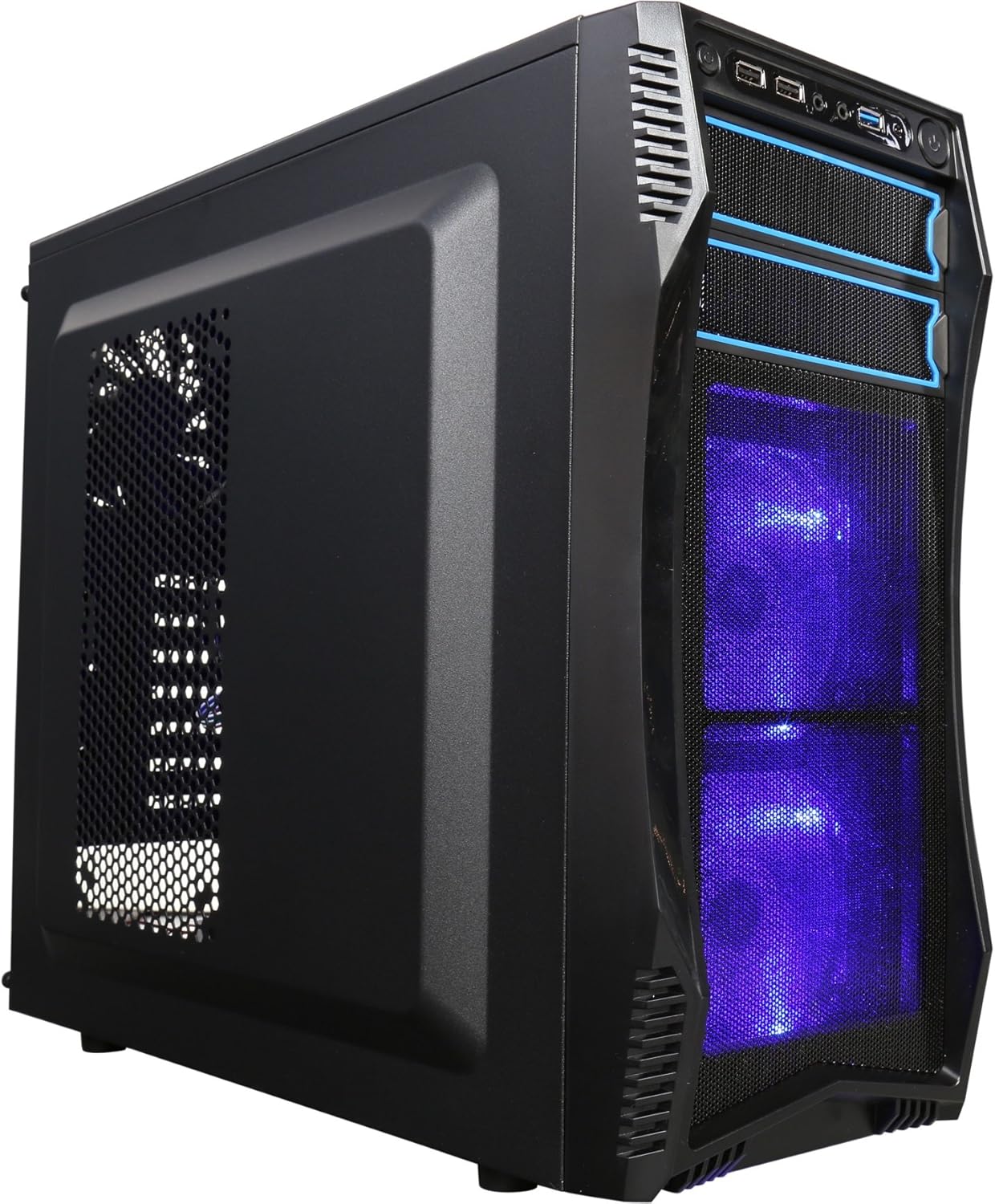 ROSEWILL ATX Mid Tower Gaming Computer Case, Gaming Case with Blue LED for Desktop / PC and 3 Case Fans Pre-Installed