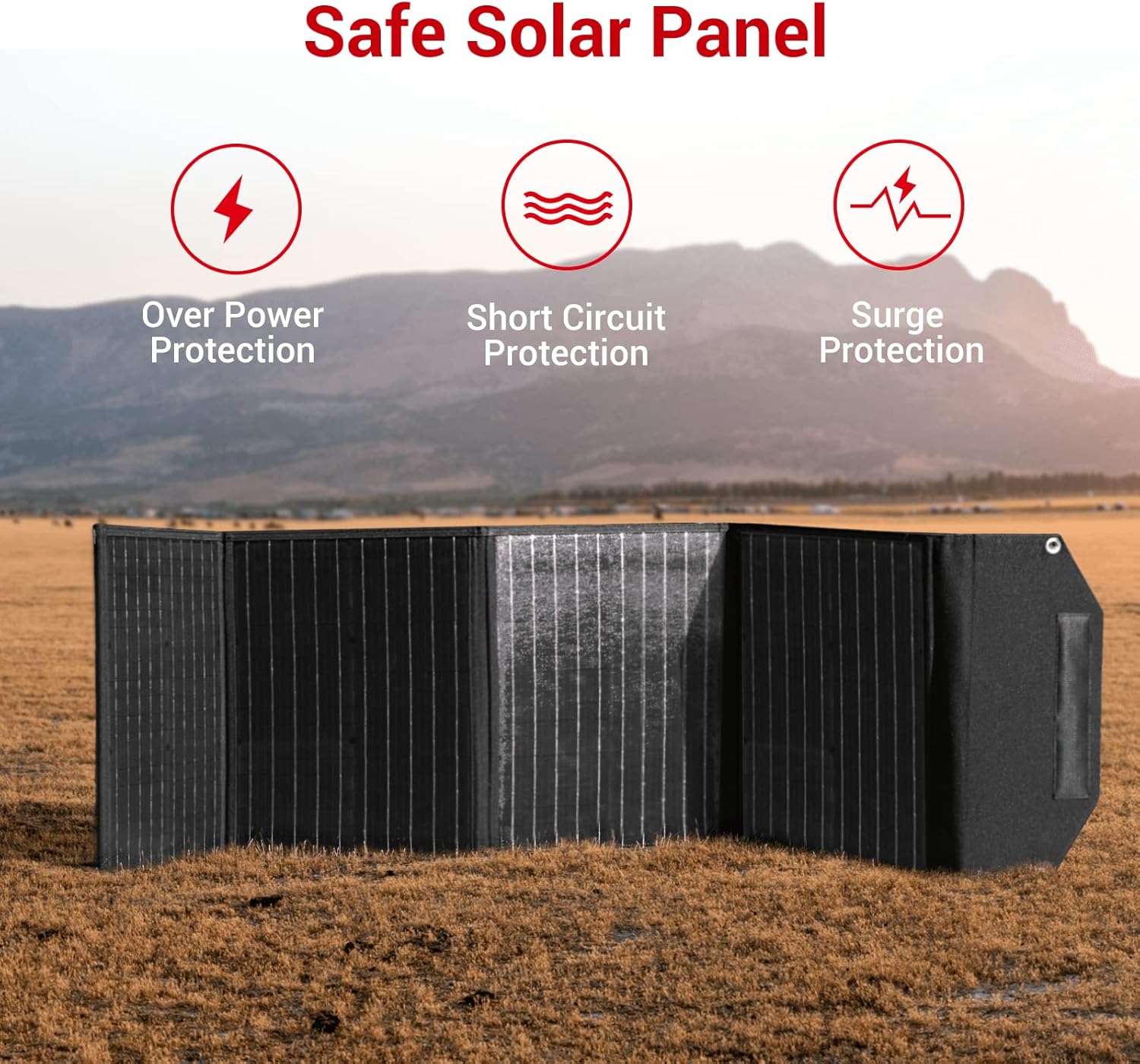 ROCKPALS RP082 100w Foldable Solar Panel Charger with Kickstand, Parallel Cable, QC 3.0 and USB-C
