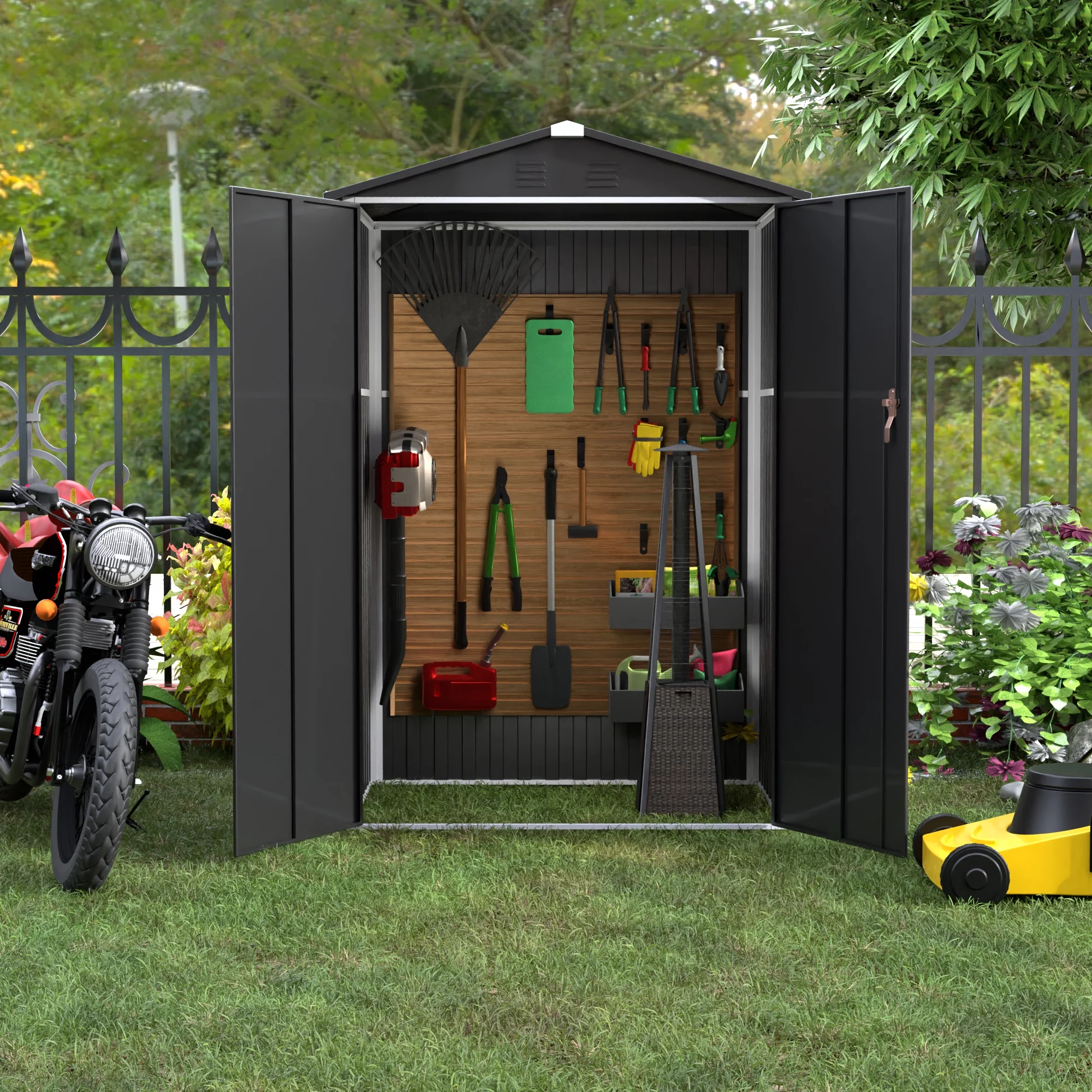 GangMei Metal Outdoor Storage Shed 4FT x 3FT, Anti-Corrosion Metal Garden Shed