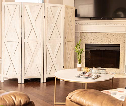 Premium Home Room Divider and Folding Privacy Screens for Partition, Wall dividers, Room Separator, Temporary Wall, Rustic Barnwood (Barnwood X)