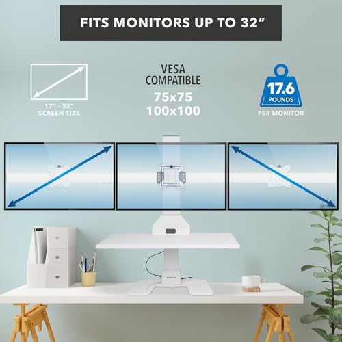 Mount-It! Electric Standing Desk Converter - Motorized Sit-Stand Desk Riser with Monitor Mount