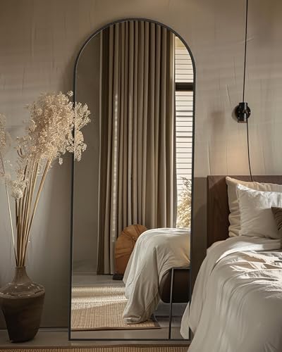 Full Length Mirror, 76"x34" Arched Floor Mirror Freestanding, Floor Standing Full Body Mirror with Stand for Bedroom