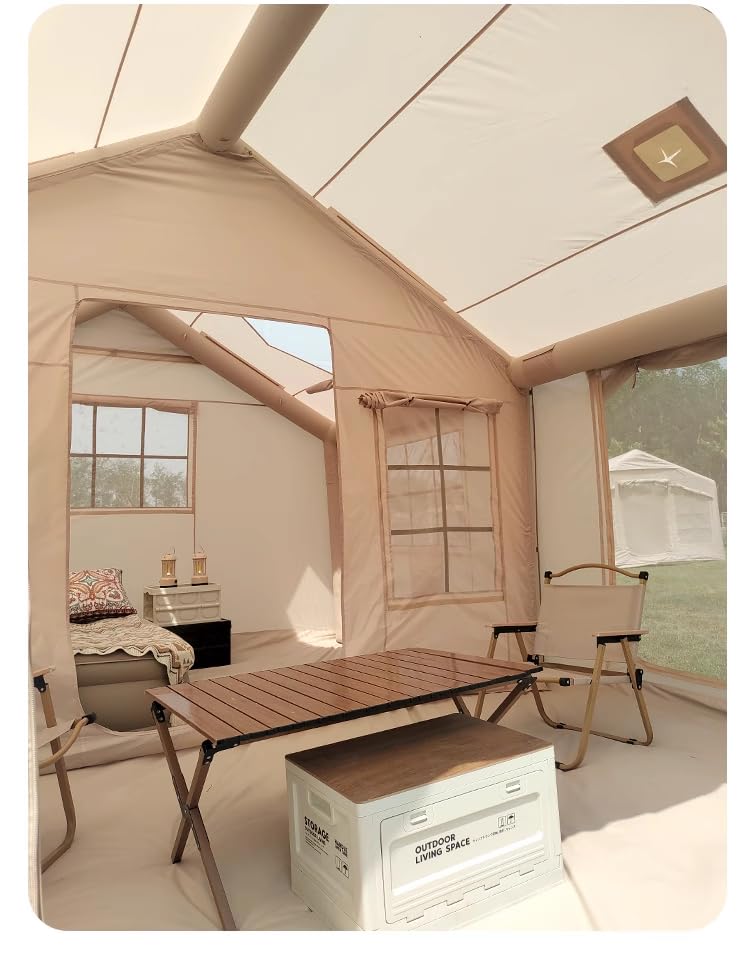 10-12 Person Large Inflatable Tent for Camping,Blow up Tents with Canopy,10 * 13ft Inflatable House Tent with Stove Jack