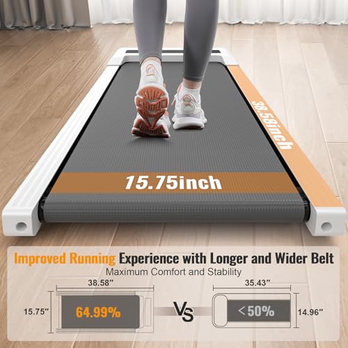 Walking Pad, 2.5HP Under Desk Treadmill for Home Office, 300 Lbs Capacity Portable Treadmill with Remote Control & LED Display