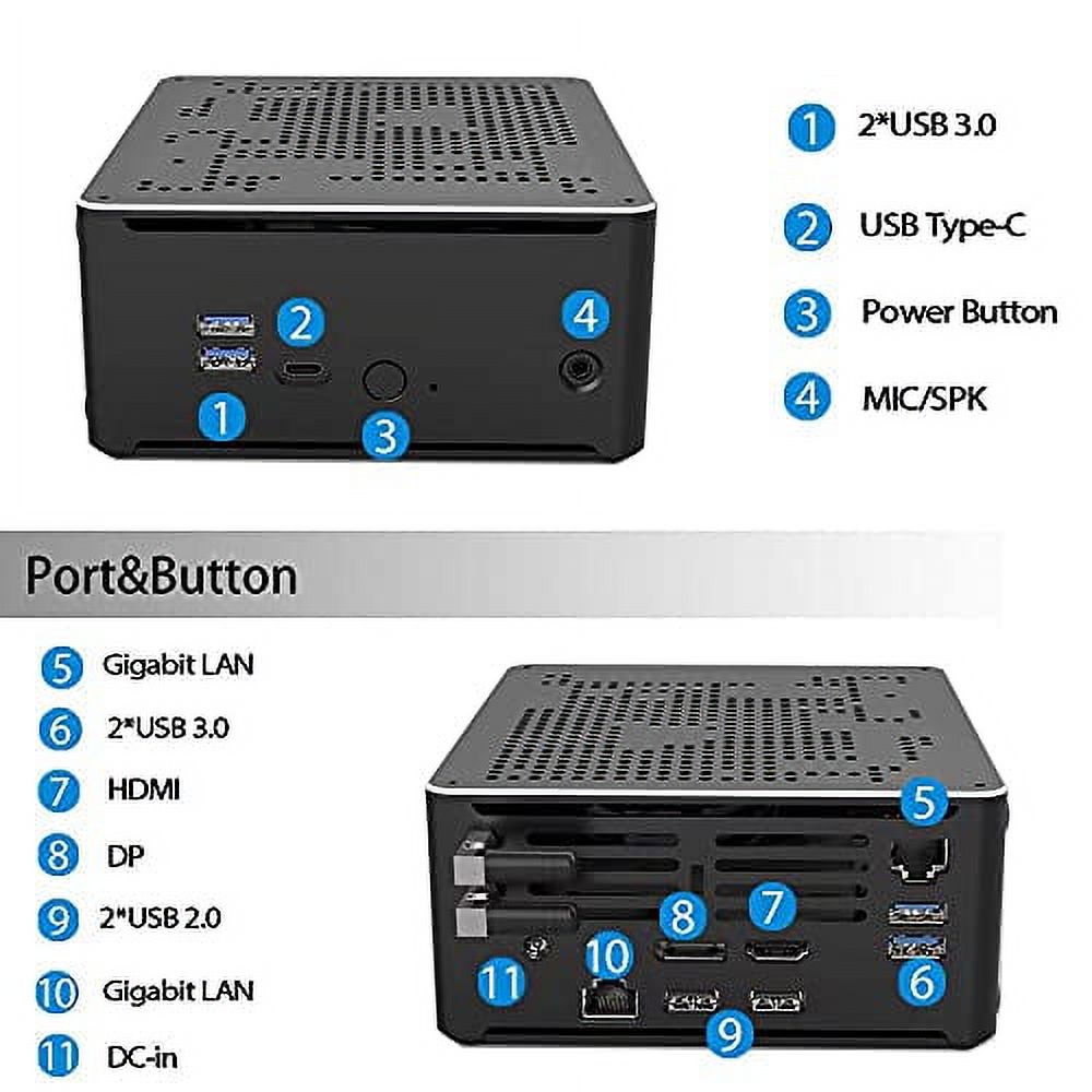 VENOEN Mini PC Core i9 9880H UHD Graphics 630,Windows 10 Pro Mini Desktop Computer,DDR4 32GB RAM/512GB NVME SSD,2 Gigabit Ethernet,HD-MI 2.0,DP,TPC