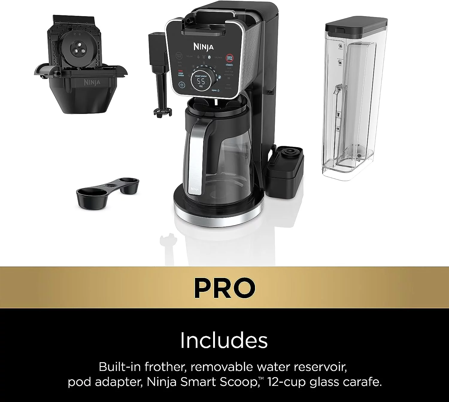 Ninja CFP201 DualBrew System 12-Cup Coffee Maker, Single-Serve for Grounds & K-Cup Pod Compatible, 3 Brew Styles, 60-oz. Water Reservoir & Carafe
