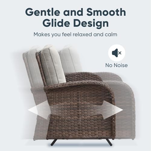Patio Wicker Chairs Swivel Rocker - Outdoor Swivel Rocking Chairs Set of 2 with Rattan Side Table