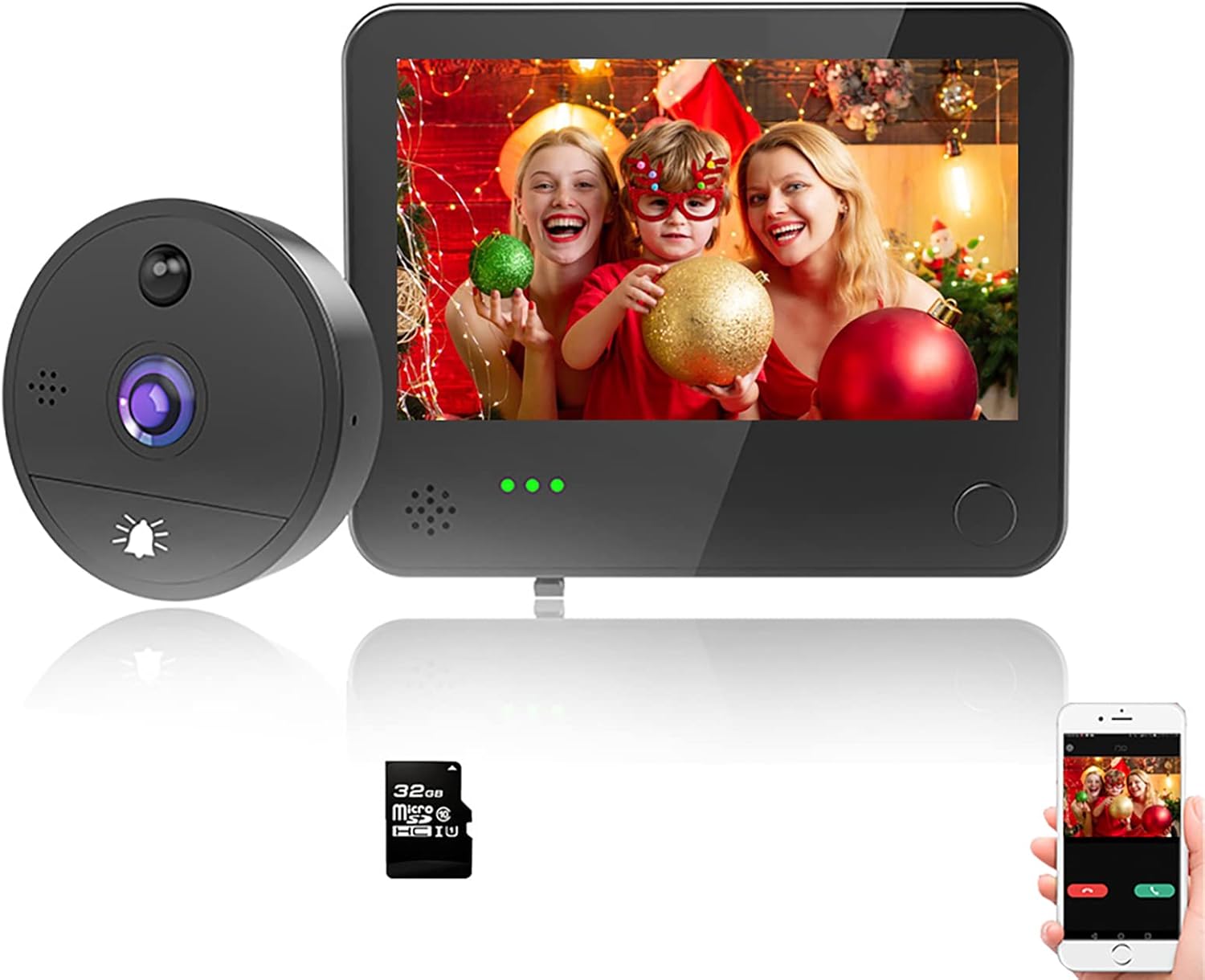 VIDEW 1080P WiFi Video Doorbell Peephole Camera Home Door Viewer 4.3 Inch Wide Angle Motion Detection Tuya Smart APP Remote Control for Apartment