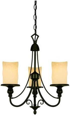 Westinghouse Lighting 69000 Hearthstone Three-Light Chandelier, Burnished Bronze Patina Finish with Burnt Scavo Globe