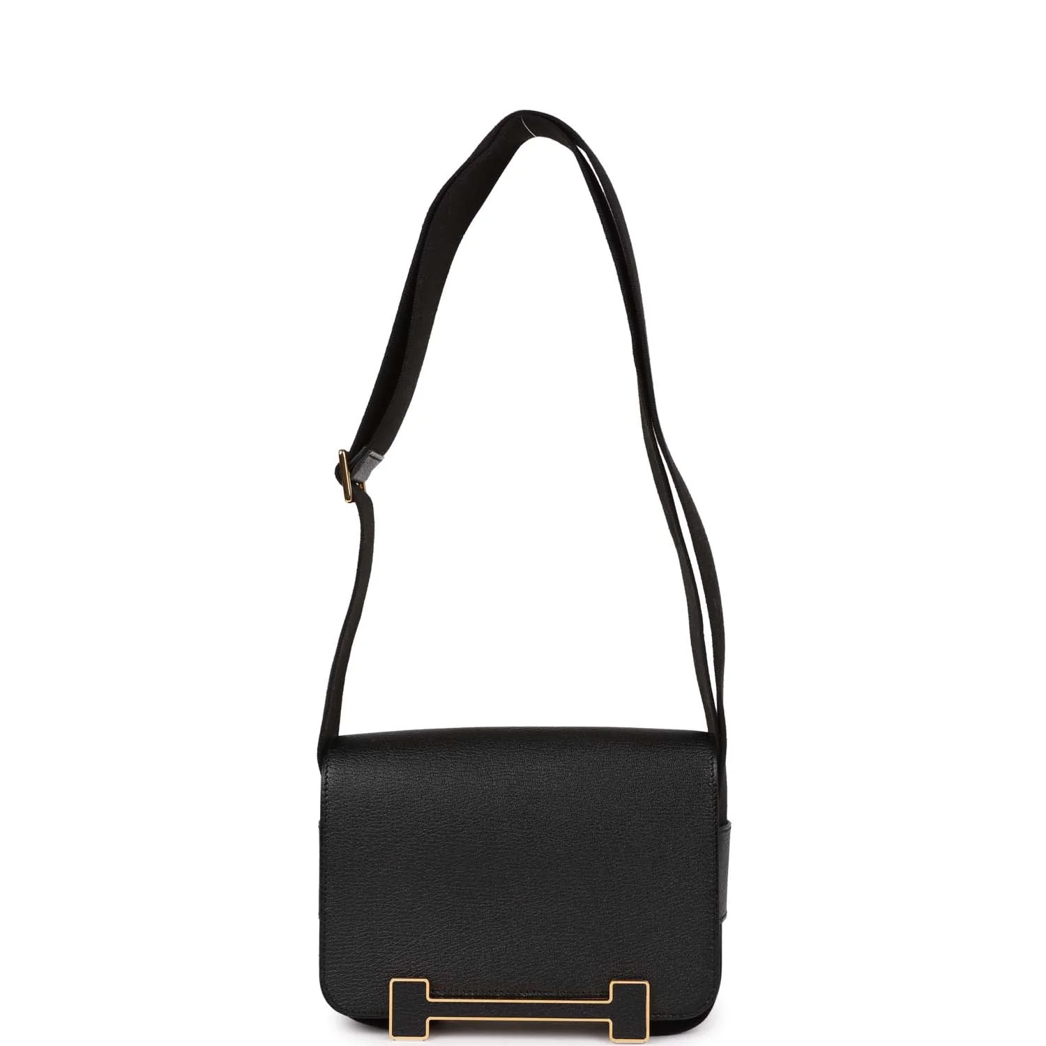 Hermes Geta Black Chevre Gold Hardware