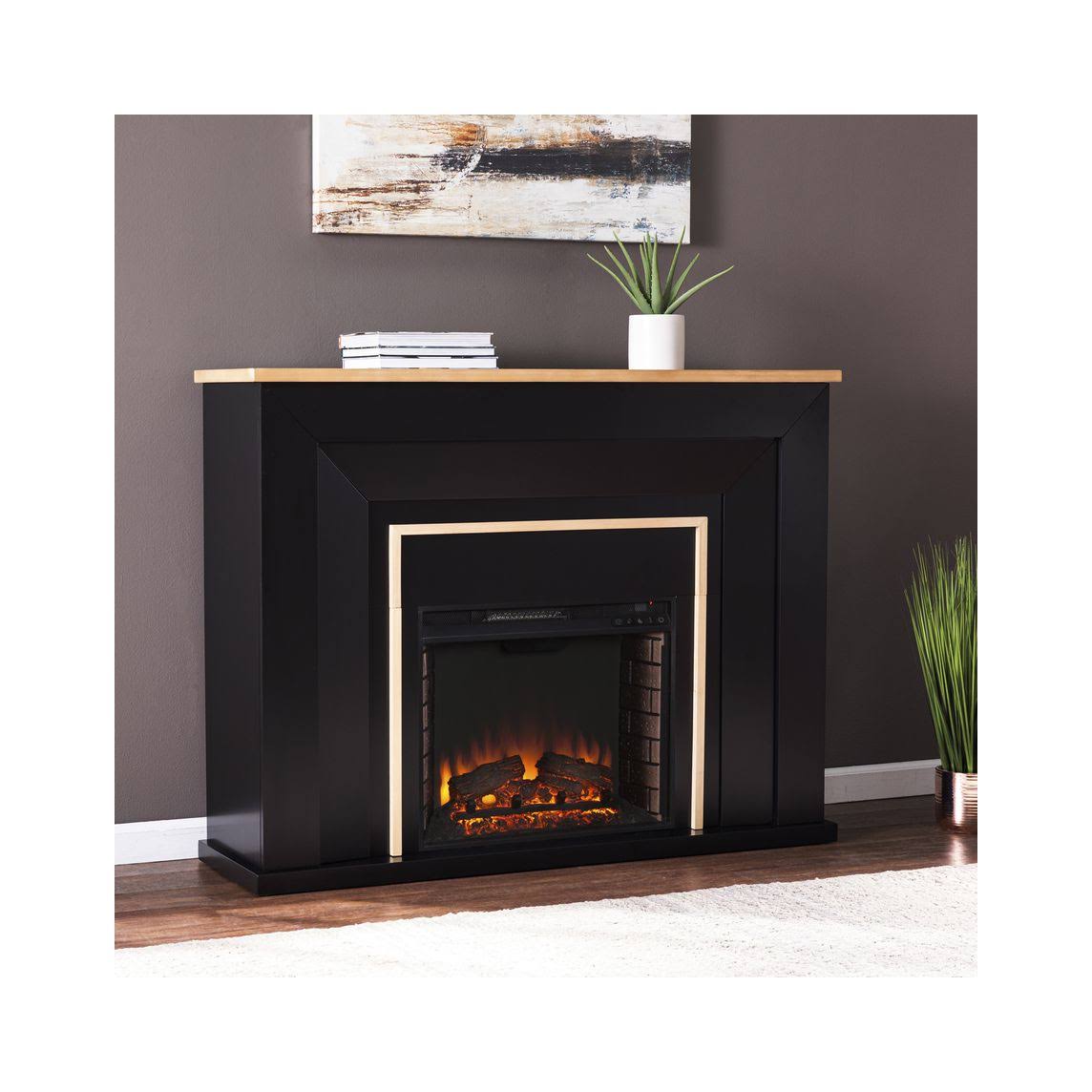 Southern Enterprises Cardington Electric Fireplace in Black/Natural