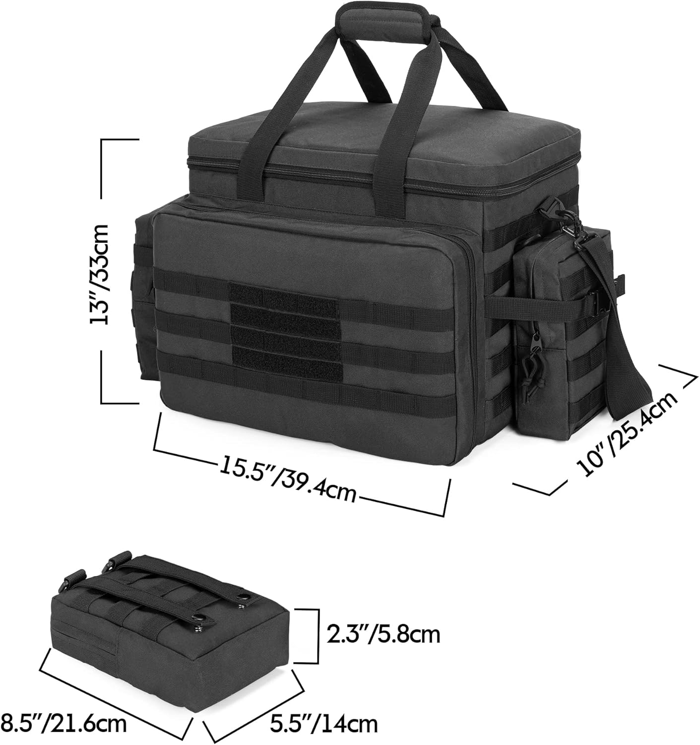 SAMDEW Patrol Bag Law Enforcement, Duty Bag for Police Equipment with 2 Detachable MOLLE Pouches & Laptop Layer (up to 15.6)