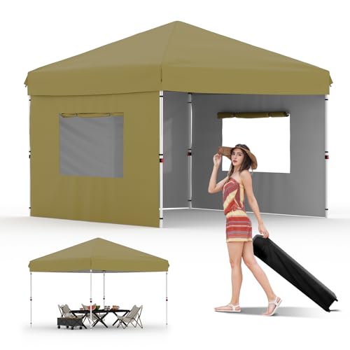 10x20 Pop Up Canopy - Easy Up Camping Tent with One Roller Bag, 3 Adjustable Height, 4 Weight Bags for Deck, Garden, Sports, Beach, Party - White