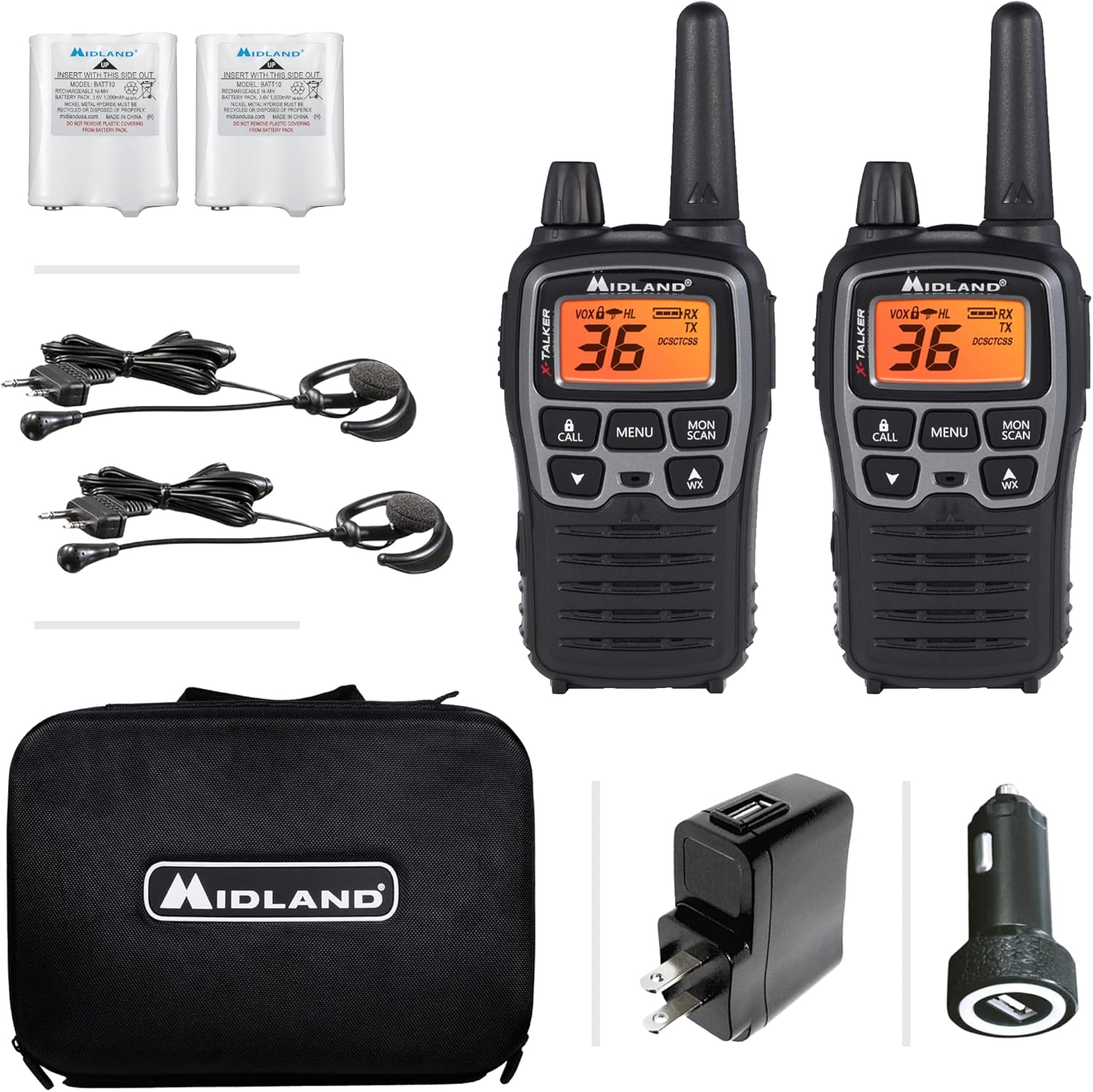 Midland - X-TALKER T77VP5, 36 Channel FRS Two-Way Radio - Up to 38 Mile Range Walkie Talkie, 121 Privacy Codes