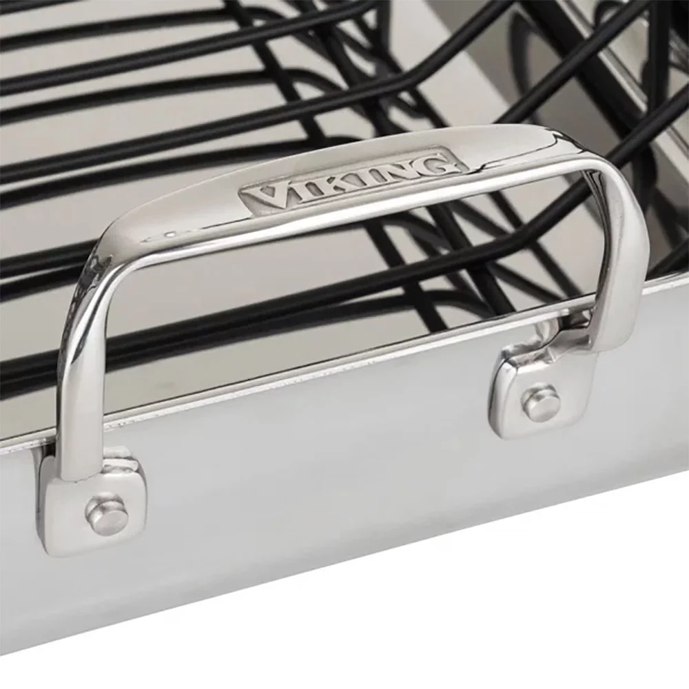Viking 3-Ply Stainless Roasting Pan w/ Rack & Thermometer Set