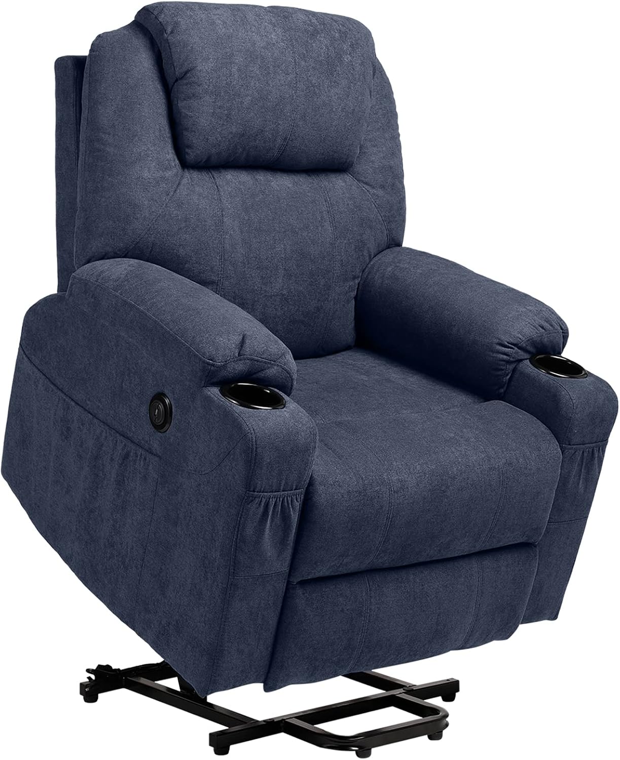 Grepatio Massage Recliner, Card Velvet Adjustable Home Theater Single Recliner, with Massage Remote Lumbar seat Heating and USB Interface