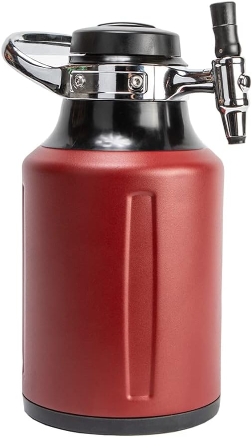 GrowlerWerks uKeg Go Carbonated Growler and Craft Beverage Dispenser for Beer, Soda, Cider, Kombucha and Cocktails, 64 oz, Chili