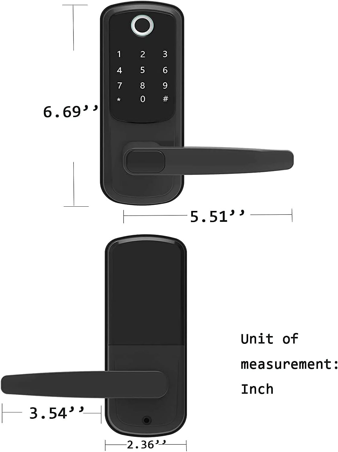 Keyless Entry Door Lock, Gimkok 5-in-1 Fingerprint Door Lock with Reversible Handle, Door Lock with Keypads for Home, Office, House Rental, Use APP
