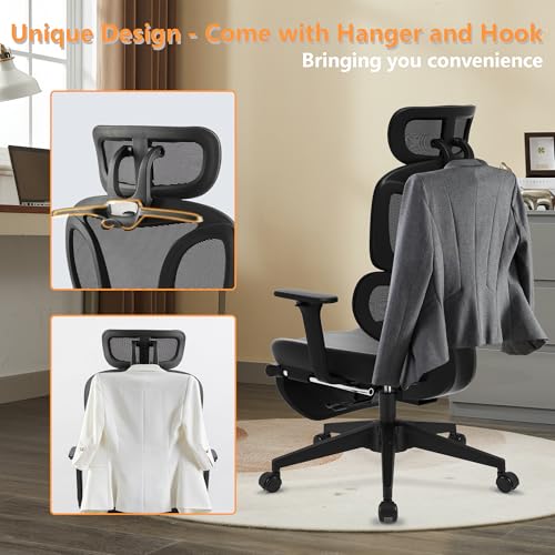 FLEXISPOT ErgoX Premium Ergonomic Office Chair with Footrest- Adjustable 3D Armrests, Dynamic Lumbar Support, Recline & Tilt Function, Mesh Seat