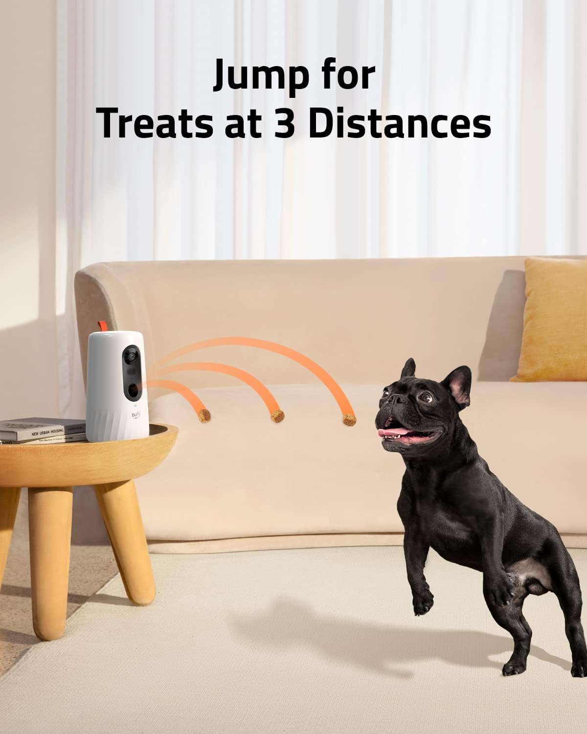 eufy Pet Dog Camera D605, 1080p Dog Camera with Phone App, Dog Treat Dispenser with 3-Distance Tossing, 270-Degree Rotatable Body, AI Motion Tracking